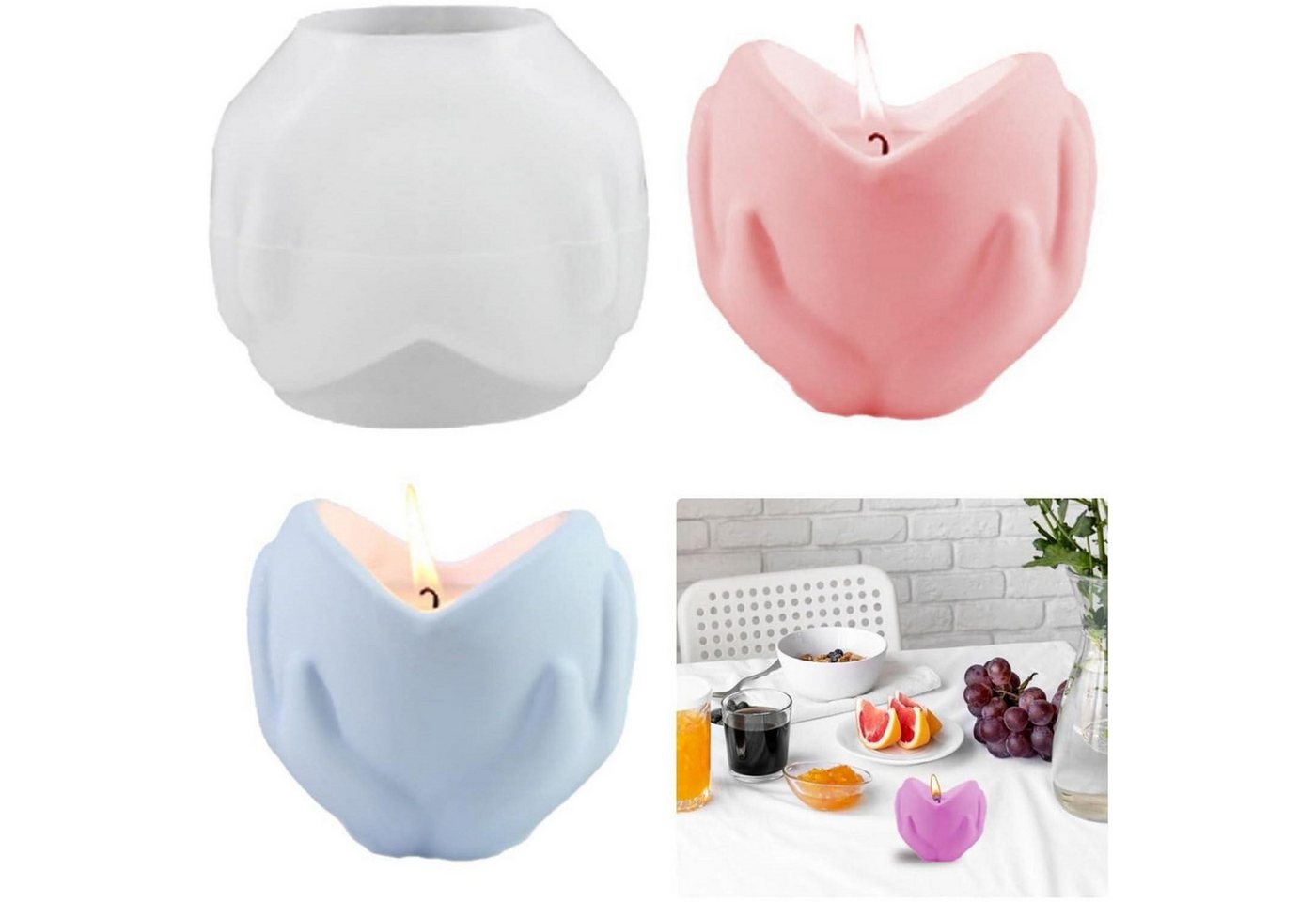 LuxusKollektion Teelicht Silikonform Herz Epoxidharz Gießform Teelicht Herz Kerzenständer von LuxusKollektion