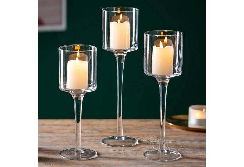 LuxusKollektion Teelichthalter 3er Set Teelichthalter Glas - Elegante Kerzenständer für Hochzeit von LuxusKollektion