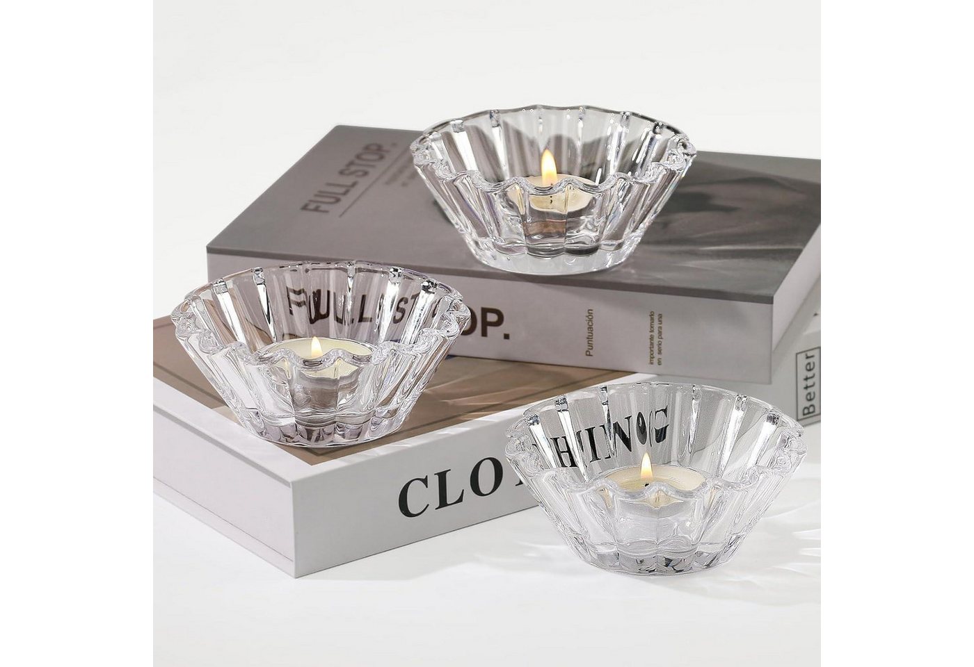 LuxusKollektion Teelichthalter Teelichthalter Glas 3er Set Hochzeit Geburtstag Klar Teelichthalter von LuxusKollektion