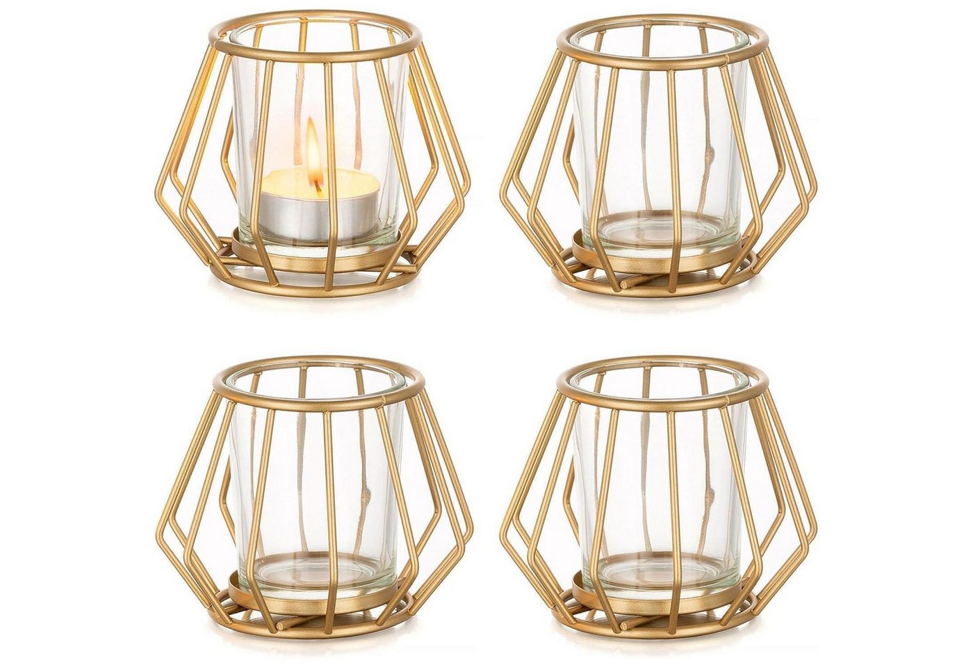 LuxusKollektion Teelichthalter Teelichthalter Gold Metall 4er Set Windlicht Tischdeko 4Pcs Gold-1 LuxusKollektion Teelichthalter Teelichthalter Gold Metall 4er Set Windlicht Tischdeko 4Pcs Gold-1 von LuxusKollektion