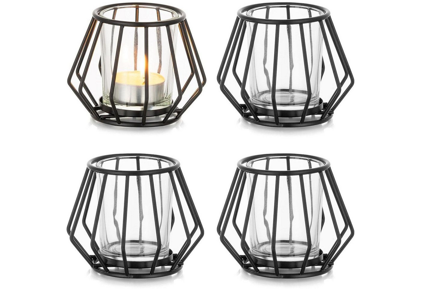 LuxusKollektion Teelichthalter Teelichthalter Metall Schwarz 4er Set Windlicht 4Pcs Schwarz-1 LuxusKollektion Teelichthalter Teelichthalter Metall Schwarz 4er Set Windlicht 4Pcs Schwarz-1 von LuxusKollektion