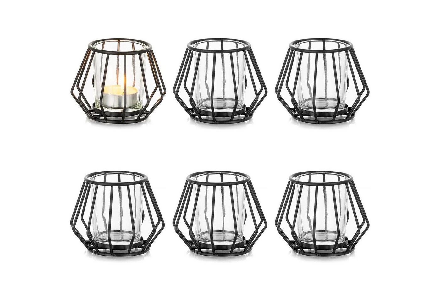 LuxusKollektion Teelichthalter Teelichthalter schwarz Metall 6er Set Windlicht 6Pcs Schwarz-1 LuxusKollektion Teelichthalter Teelichthalter schwarz Metall 6er Set Windlicht 6Pcs Schwarz-1 von LuxusKollektion