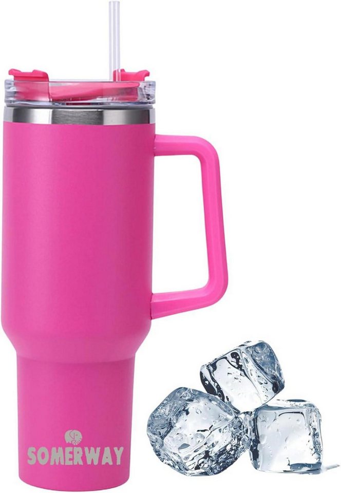 LuxusKollektion Thermobecher Doppelwandiger Vakuum Isolierbecher 1182 ml mit Griff und Stroh, für von LuxusKollektion