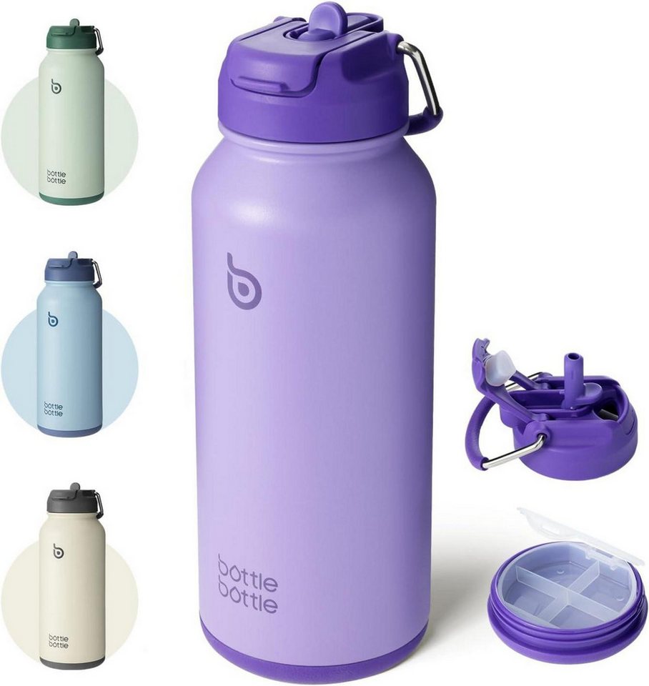 LuxusKollektion Thermobecher Edelstahl Trinkflasche 1L mit Strohhalm Sport Isolierflasche LuxusKollektion Thermobecher Edelstahl Trinkflasche 1L mit Strohhalm Sport Isolierflasche von LuxusKollektion