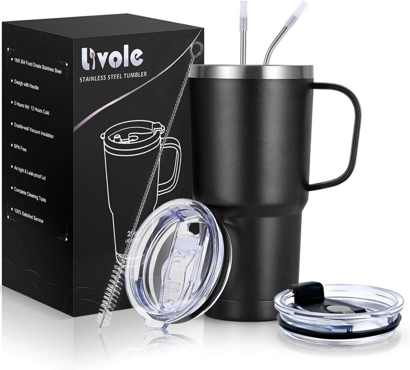 LuxusKollektion Thermobecher Thermobecher 600ml mit Henkel, Vakuum Kaffeebecher, Edelstahl Thermo von LuxusKollektion