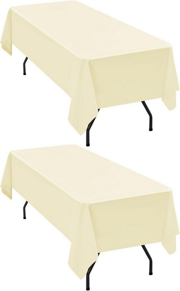 LuxusKollektion Tischdecke 2er-Pack beige Polyester Tischdecken 153 x 260 cm rechteckig von LuxusKollektion