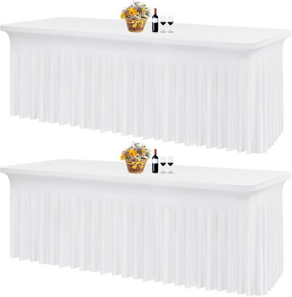 LuxusKollektion Tischdecke 2er Packung weißer Spandex-Tischrock für rechteckige Tische von LuxusKollektion