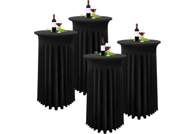 LuxusKollektion Tischdecke Stehtischhusse Cocktailtischrock Klassisches Schwarz 4 Stück 80x110cm von LuxusKollektion