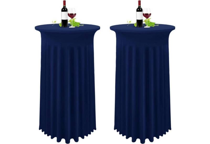 LuxusKollektion Tischdecke Stehtischhusse Stretch Tischrock Dunkelblau 2 Stück 80x110cm von LuxusKollektion