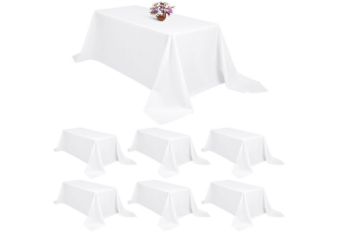 LuxusKollektion Tischdecke Tischdecke Polyester rechteckig Hochzeit Weiß 6 Stück 229 cm x 335 cm von LuxusKollektion