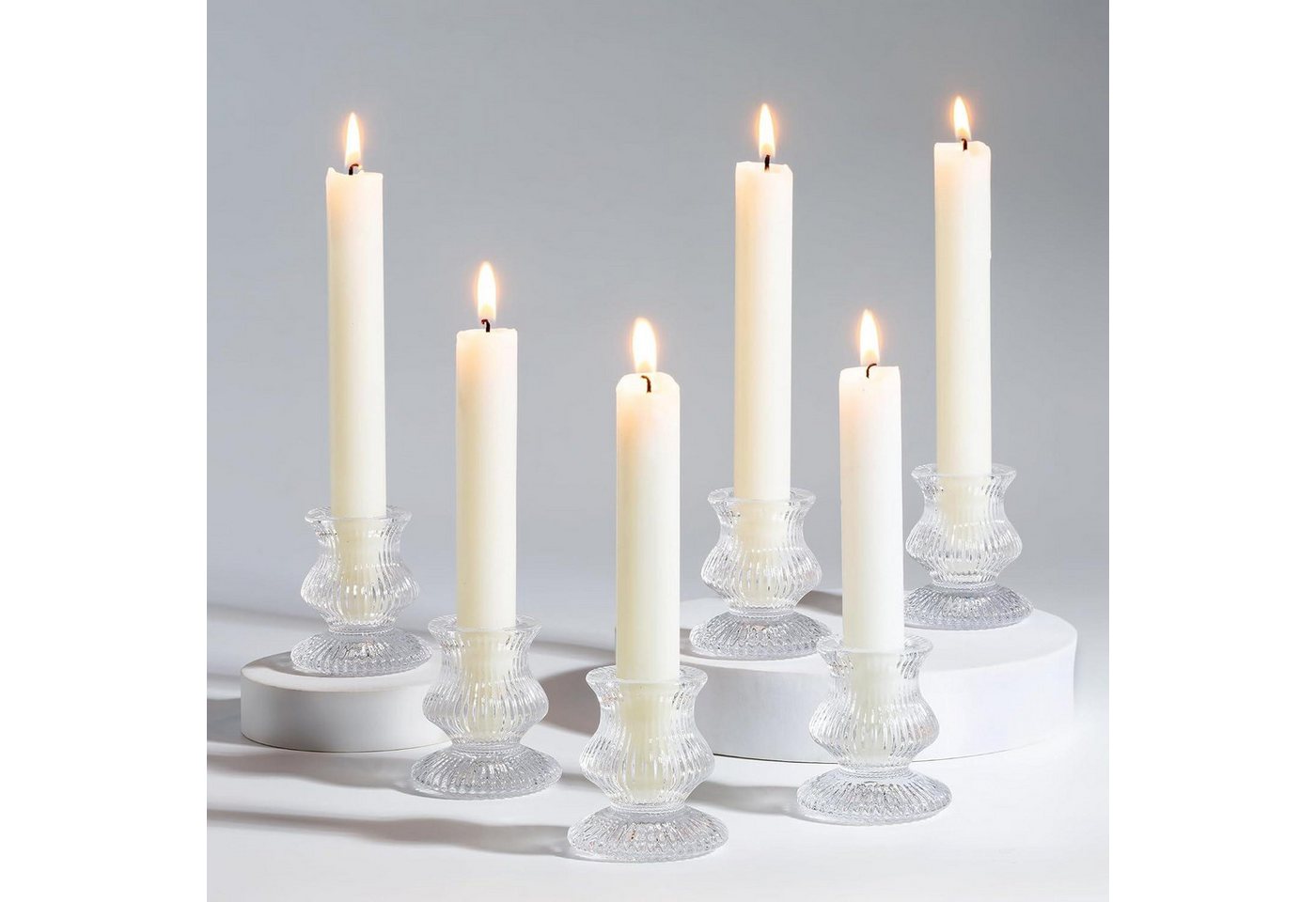LuxusKollektion Tischkerzenhalter Glas Kerzenständer Stabkerzenhalter 20er Set Transparent Hochzeit von LuxusKollektion