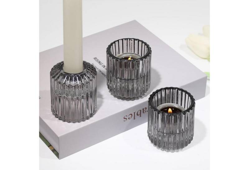 LuxusKollektion Tischkerzenhalter Kerzenhalter Glas Stabkerzen Teelichtkerzen Tischdekoration Hochzeit von LuxusKollektion