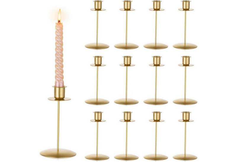 LuxusKollektion Tischkerzenhalter Kerzenhalter Stabkerze Metall Weihnachten Hochzeit 15 cm Gold 12 Stück von LuxusKollektion