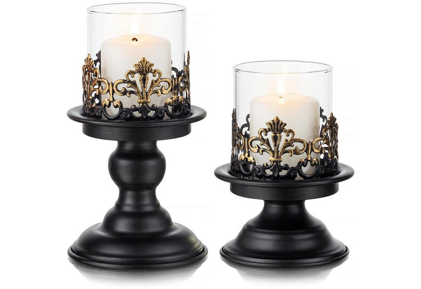 LuxusKollektion Tischkerzenhalter Kerzenständer Kerzenhalter Metall Stumpenkerzen Klein Groß Schwarz LuxusKollektion Tischkerzenhalter Kerzenständer Kerzenhalter Metall Stumpenkerzen Klein Groß Schwarz von LuxusKollektion