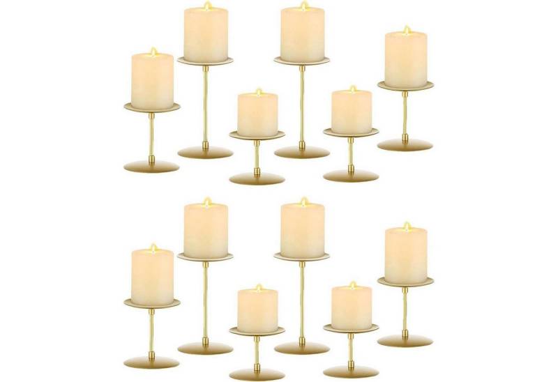 LuxusKollektion Tischkerzenhalter Kerzenständer Metall Adventskranz Vintage Deko 12er Set Gold von LuxusKollektion