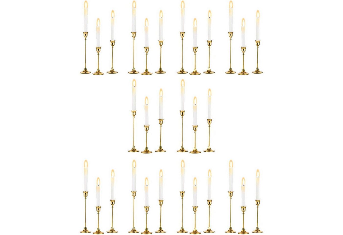 LuxusKollektion Tischkerzenhalter Kerzenständer Metall Gold 30er Set Spitzkerzen Hochzeit 10 Set Gold von LuxusKollektion