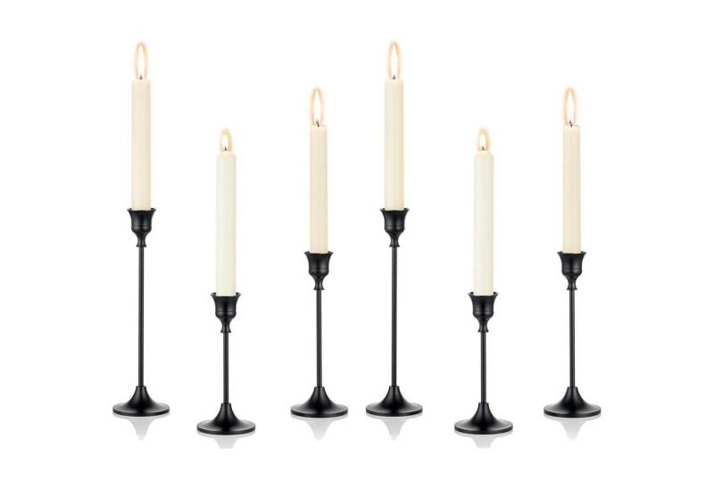 LuxusKollektion Tischkerzenhalter Kerzenständer Metall Stabkerze Hochzeit Tischdeko 2 Set 6 PCS Schwarz von LuxusKollektion