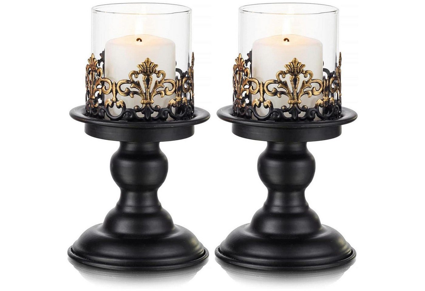 LuxusKollektion Tischkerzenhalter Kerzenständer Metall Stumpenkerzen Vintage Groß × 2 Schwarz LuxusKollektion Tischkerzenhalter Kerzenständer Metall Stumpenkerzen Vintage Groß × 2 Schwarz von LuxusKollektion