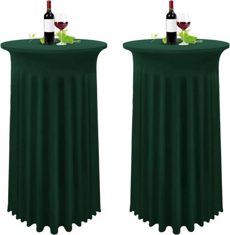 LuxusKollektion Tischschonbezug 2er Set Stretch Stehtisch Husse Dunkelgrün Ø 80-85 cm, Spandex von LuxusKollektion