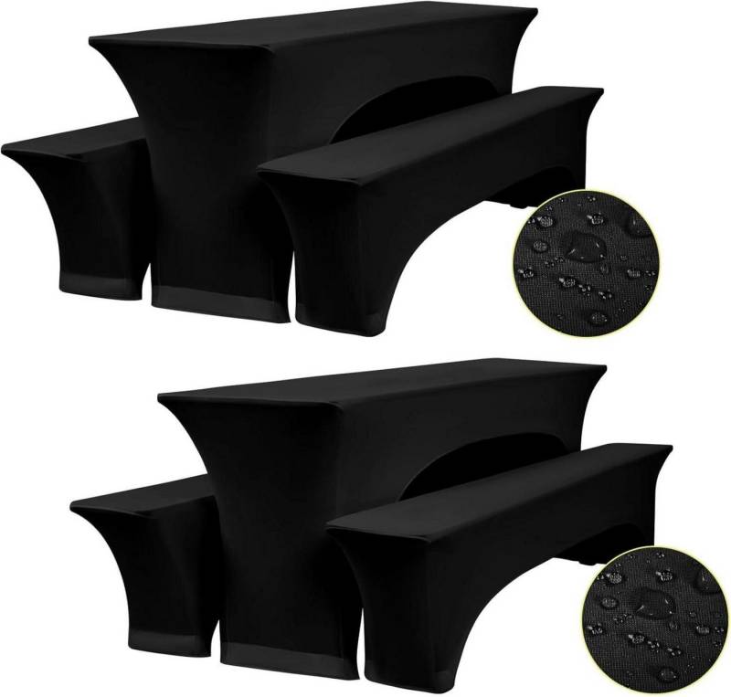LuxusKollektion Tischschonbezug 2er-Set Wasserdicht Biertischhussen, 220 x 50 x 70 cm, Schwarz von LuxusKollektion