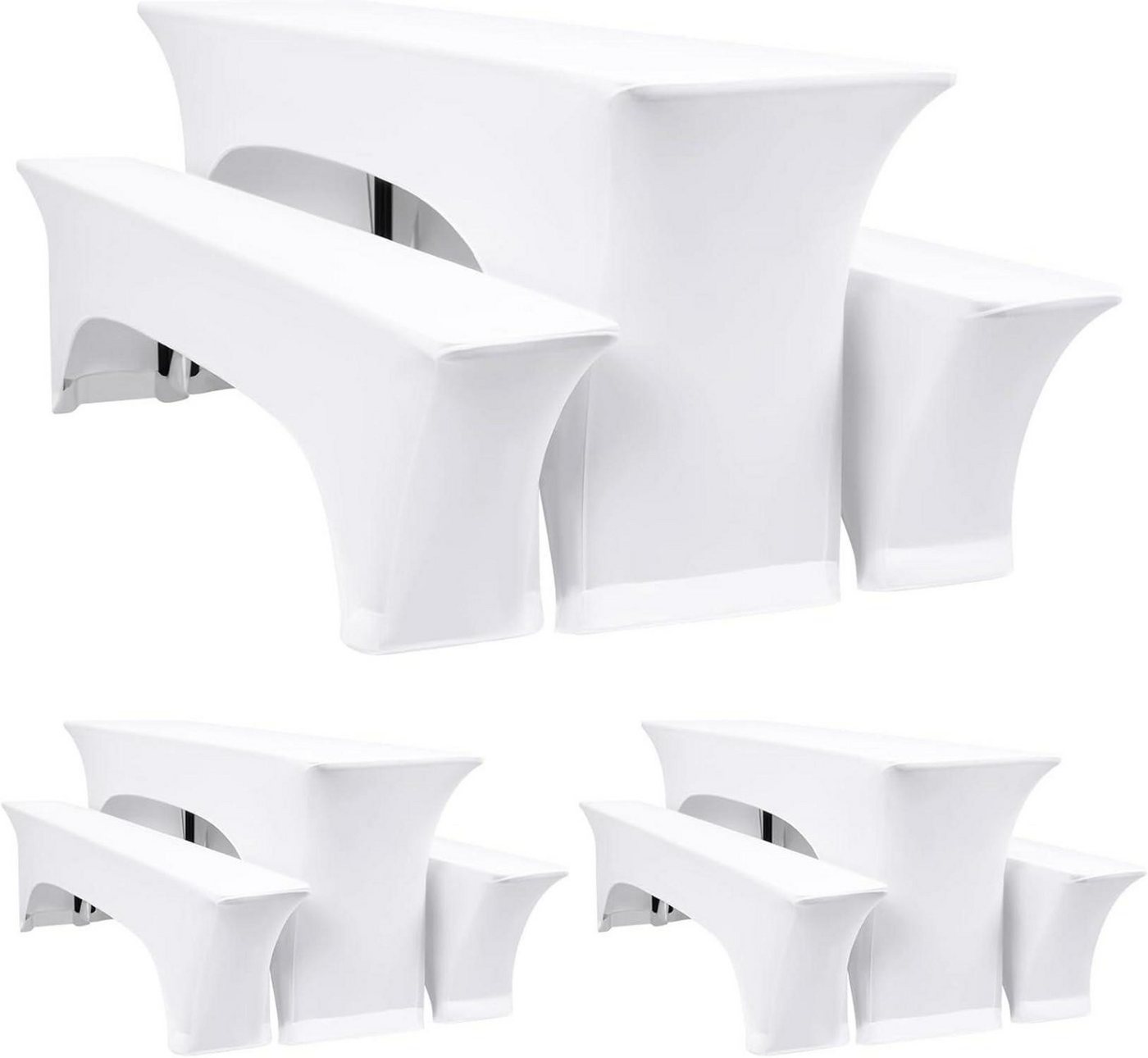 LuxusKollektion Tischschonbezug 3er-Set Weiße Biertischhussen 220x50x70 cm Gartenbankett - 50 cm von LuxusKollektion