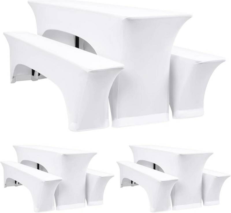 LuxusKollektion Tischschonbezug 3er-Set Weiße Biertischhussen 220x50x70 cm Gartenbankett - 50 cm von LuxusKollektion