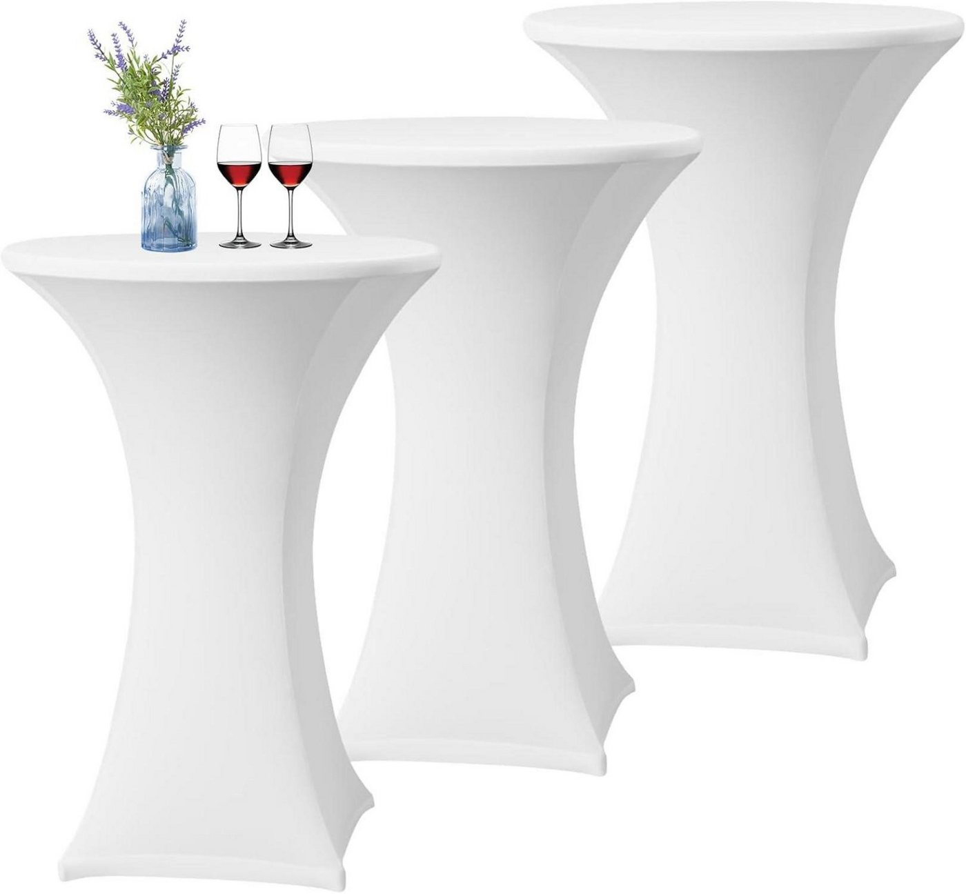LuxusKollektion Tischschonbezug 3er-Set Weiße Stretch Stehtisch Husse für Bistrotisch Ø 60-65 cm LuxusKollektion Tischschonbezug 3er-Set Weiße Stretch Stehtisch Husse für Bistrotisch Ø 60-65 cm von LuxusKollektion