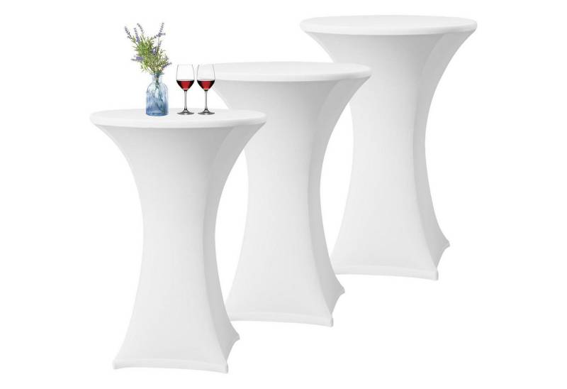 LuxusKollektion Tischschonbezug 3er-Set Weiße Stretch Stehtisch Husse für Bistrotisch Ø 60-65 cm von LuxusKollektion