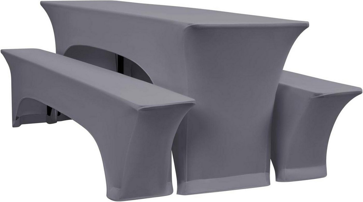 LuxusKollektion Tischschonbezug 3er-Set elastische Bierbankhusse Hellgrau 70cm Tischbreite 220x70x70cm von LuxusKollektion