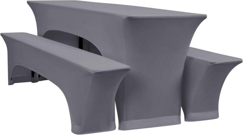LuxusKollektion Tischschonbezug 3er-Set elastische Bierbankhusse Hellgrau 70cm Tischbreite 220x70x70cm von LuxusKollektion