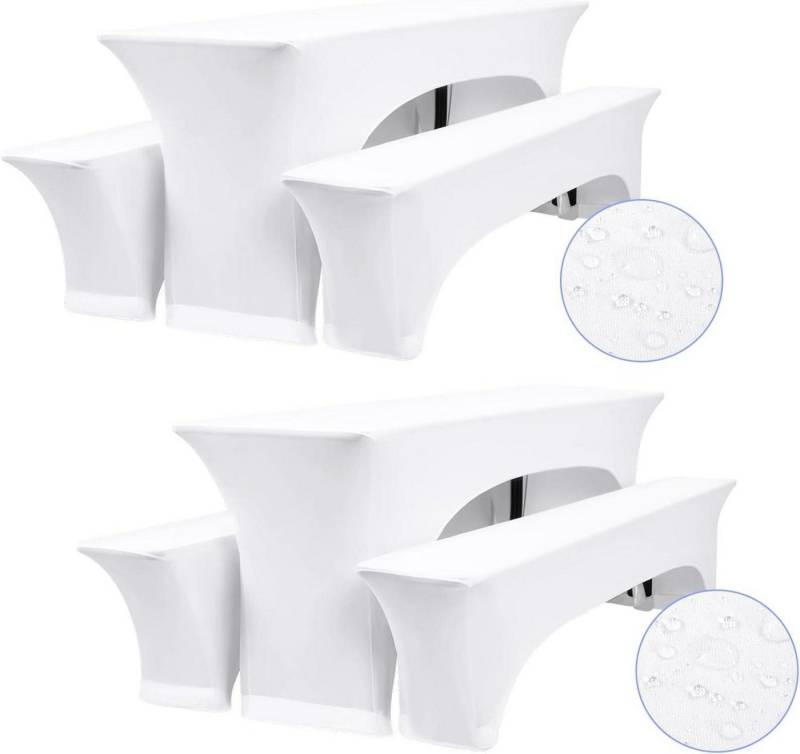 LuxusKollektion Tischschonbezug Elastische Biertischhussen 3er-Set Weiß Tischdecken Wasserdicht von LuxusKollektion