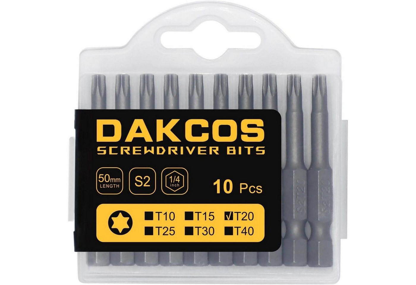 LuxusKollektion Torx-Bit Bits T20 Torx lang S2 50 mm 10 Stück T20-Bit Box von LuxusKollektion