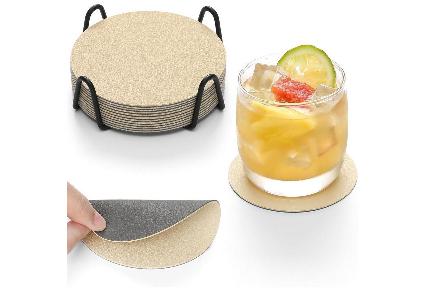 LuxusKollektion Trinkhalme Untersetzer Glasuntersetzer 12er Kunstleder Grau Weizengelb Rund LuxusKollektion Trinkhalme Untersetzer Glasuntersetzer 12er Kunstleder Grau Weizengelb Rund von LuxusKollektion