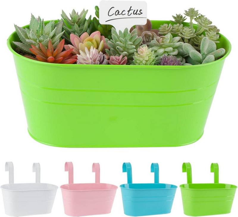 BOFUNX Übertopf 4er Vintage Hängetöpfe Set für Balkon und Garten, Metall Blumentopf von BOFUNX