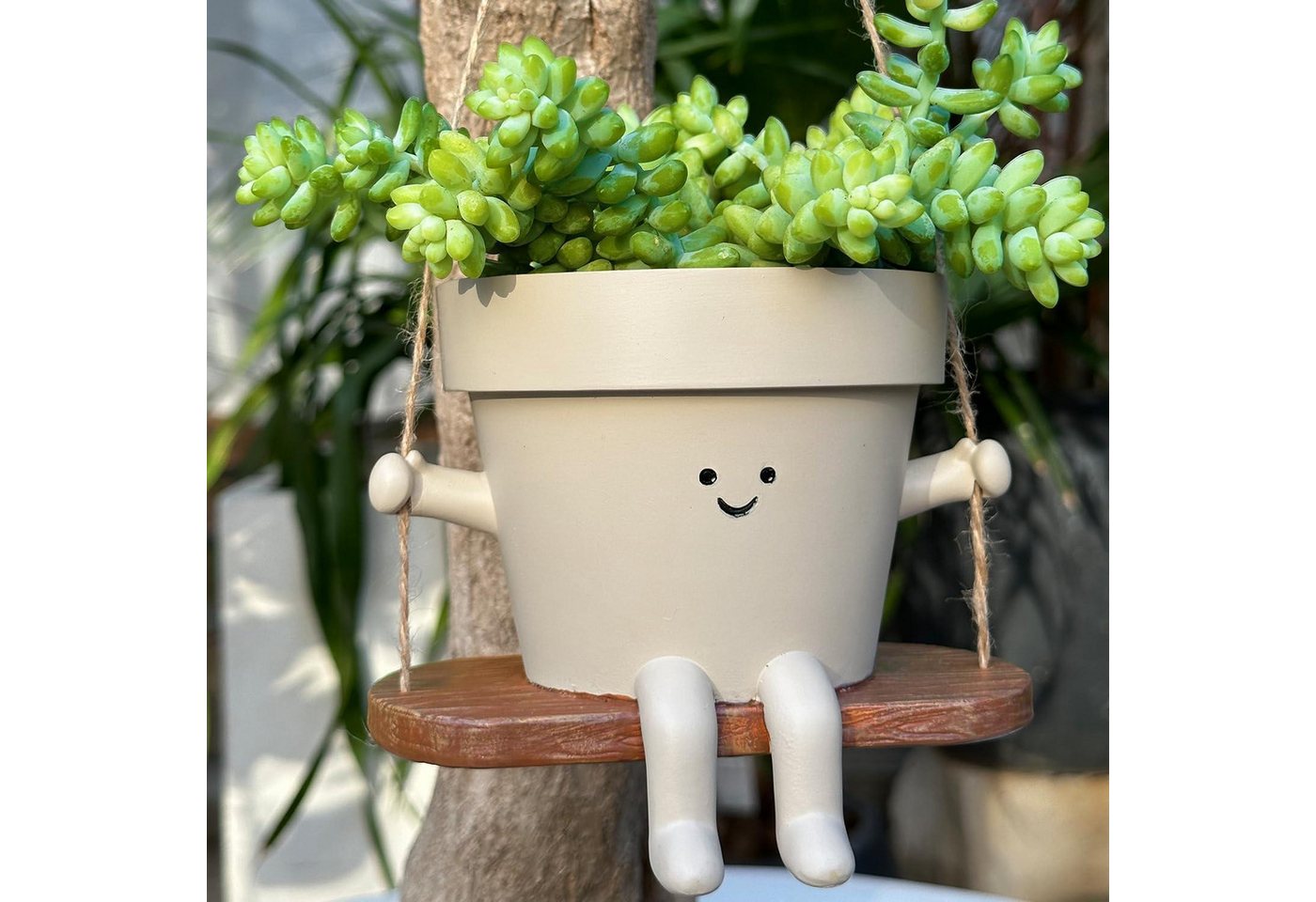 LuxusKollektion Übertopf Übertopf Hängend Harzkopf Pflanzgefäß Sukkulenten Blau von LuxusKollektion