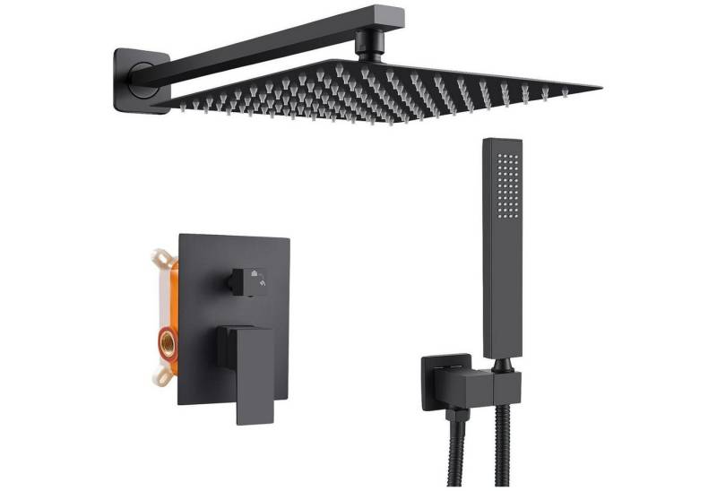 LuxusKollektion Unterputzarmatur Schwarzes Unterputz Duschsystem mit Kopf- und Handbrause von LuxusKollektion