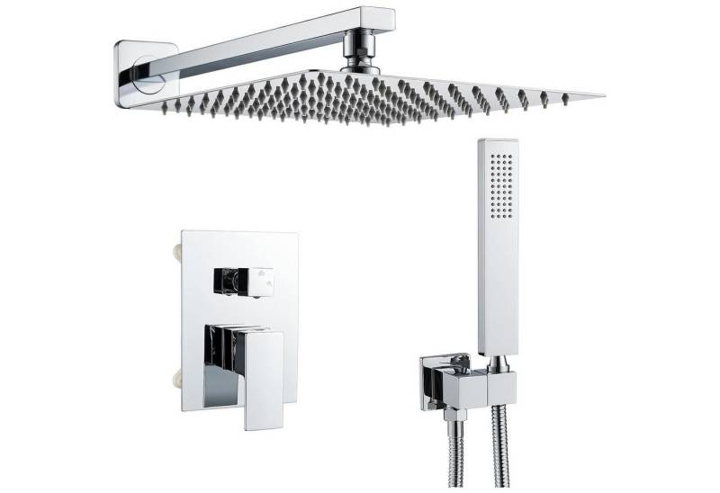 LuxusKollektion Unterputzarmatur Unterputz Regendusche Duschsystem mit Kopf- und Handbrause, Chrom von LuxusKollektion