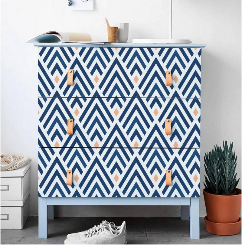 JOLIHOME Vinyltapete Geometrische Selbstklebende Tapete Weiß Blau 44.5x500cm PVC von JOLIHOME