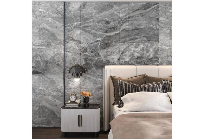 TOTIO Vinyltapete Graue Marmor Klebefolie Selbstklebend 122CMx9M Wasserdicht Vinyl Matt von TOTIO