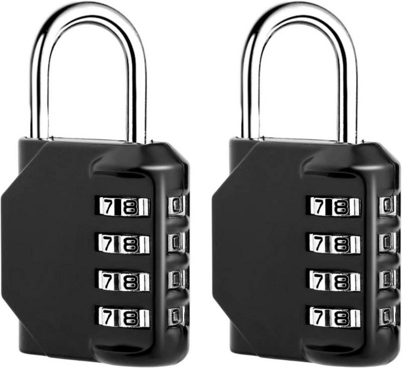 LuxusKollektion Vorhängeschloss 2er Pack Zahlenschloss Vorhängeschloss 4 Stellig Zinklegierung Schwarz von LuxusKollektion