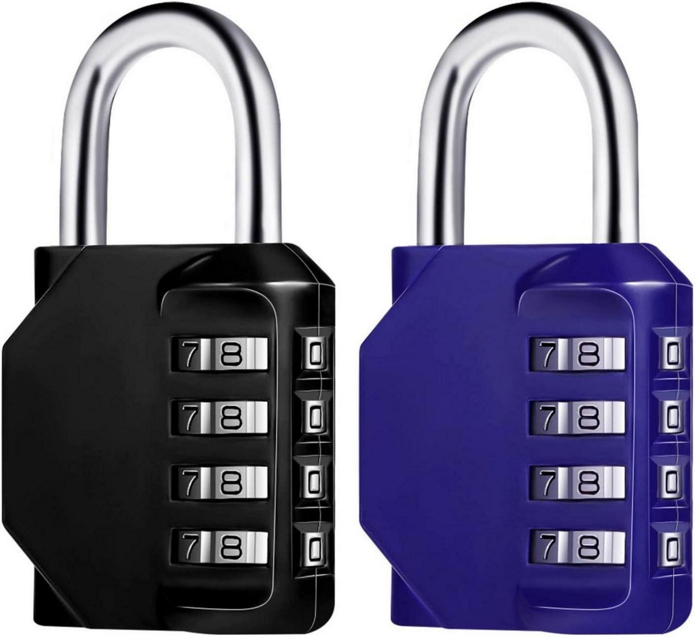 LuxusKollektion Vorhängeschloss 2er-Pack Zahlenschloss Vorhängeschloss 4-stellig Zinklegierung Schwarz von LuxusKollektion