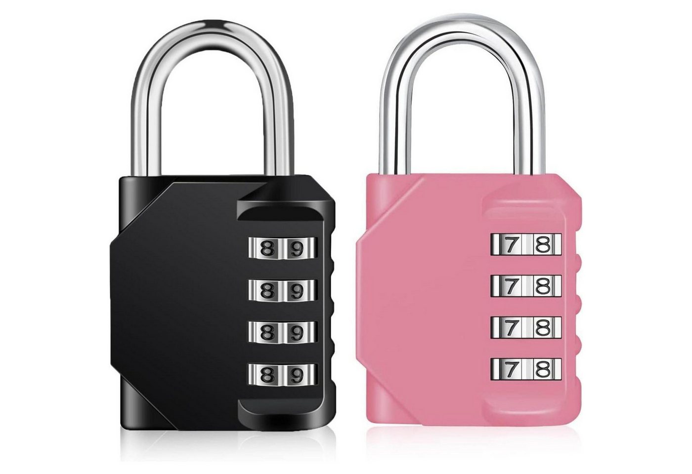 LuxusKollektion Vorhängeschloss Vorhängeschloss Zahlencode 4Stellig 2P 2 Stücke Schwarz und Rosa von LuxusKollektion