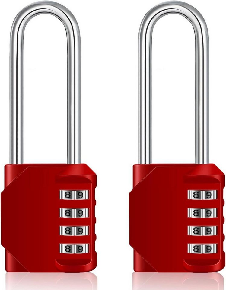 LuxusKollektion Vorhängeschloss Vorhängeschloss mit langem Bügel 4-stellig rot 2 Stücke von LuxusKollektion