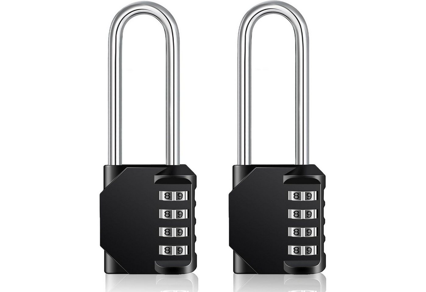 LuxusKollektion Vorhängeschloss Zahlenschloss 4 Stellig Hoher Bügel 2 Stücke Schwarz Lang von LuxusKollektion