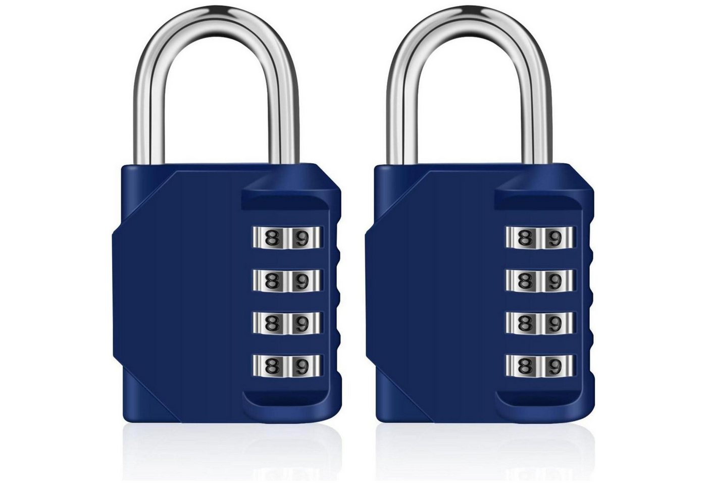 LuxusKollektion Vorhängeschloss Zahlenschloss 4Stellig Kombinationsschloss Spind Tür 2P 2 Stücke Blau von LuxusKollektion