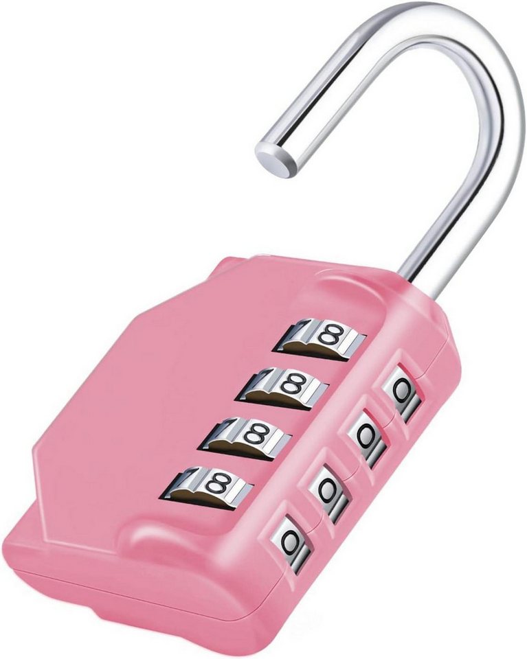 LuxusKollektion Vorhängeschloss Zahlenschloss Vorhängeschloss 4 Stellig rosa wetterfest Fitnessstudio von LuxusKollektion