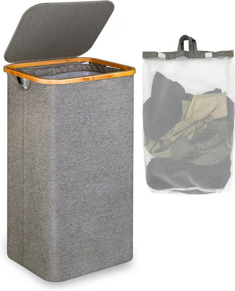 LuxusKollektion Wäschebox Wäschekorb mit Deckel Bambus Henkel faltbar grau 120 Liter LuxusKollektion Wäschebox Wäschekorb mit Deckel Bambus Henkel faltbar grau 120 Liter von LuxusKollektion