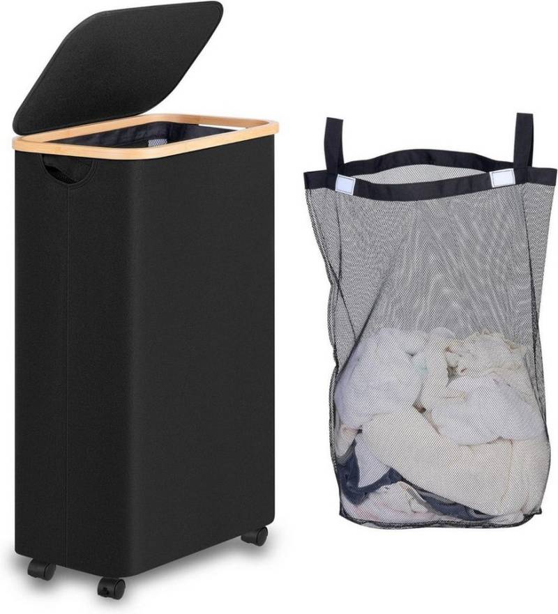 LuxusKollektion Wäschekorb Wäschekorb 75L mit Deckel und Rollen, faltbare Wäschekörbe für von LuxusKollektion