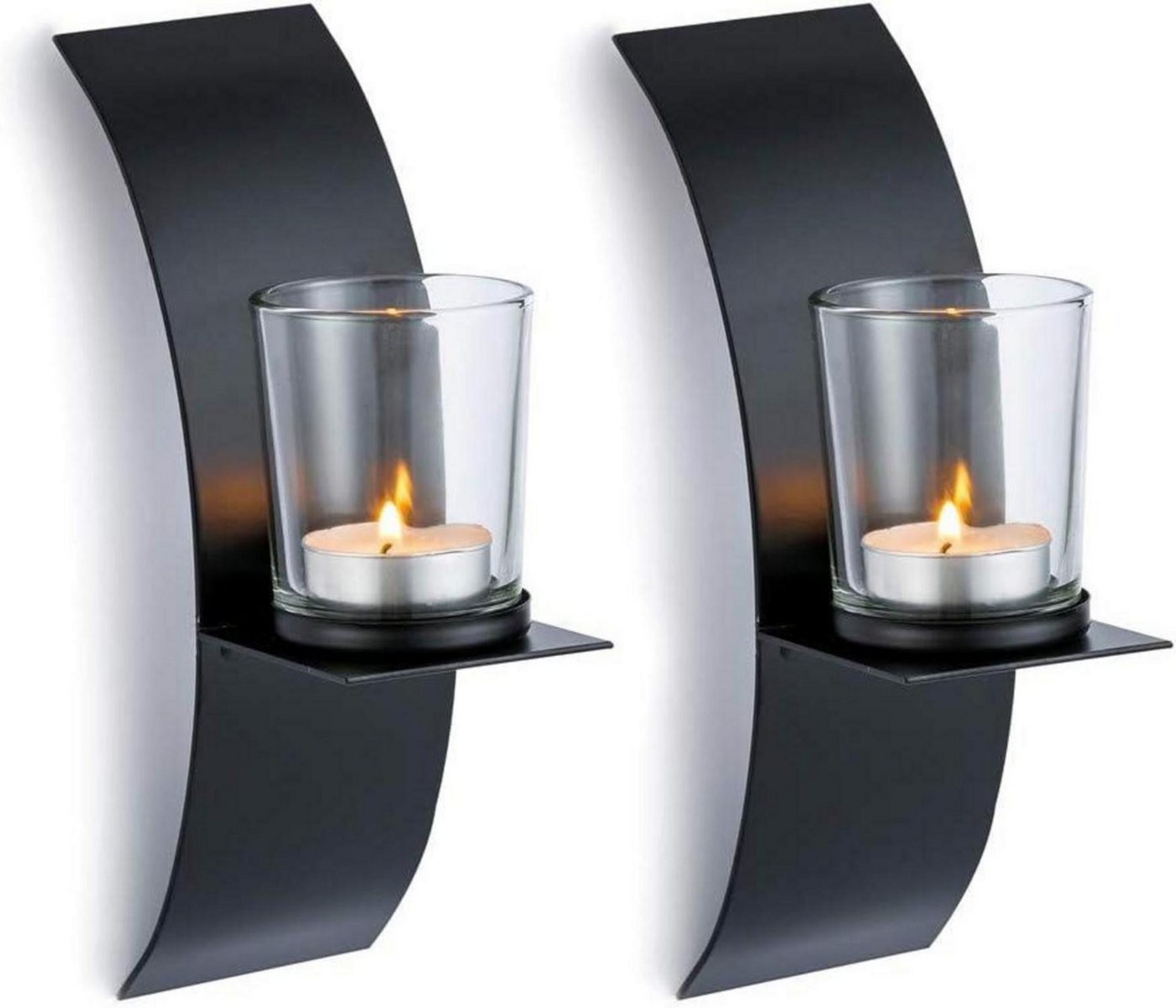 LuxusKollektion Wandkerzenhalter 2er Set Wand Kerzenhalter Schwarz Metall Teelichthalter - Kreative von LuxusKollektion