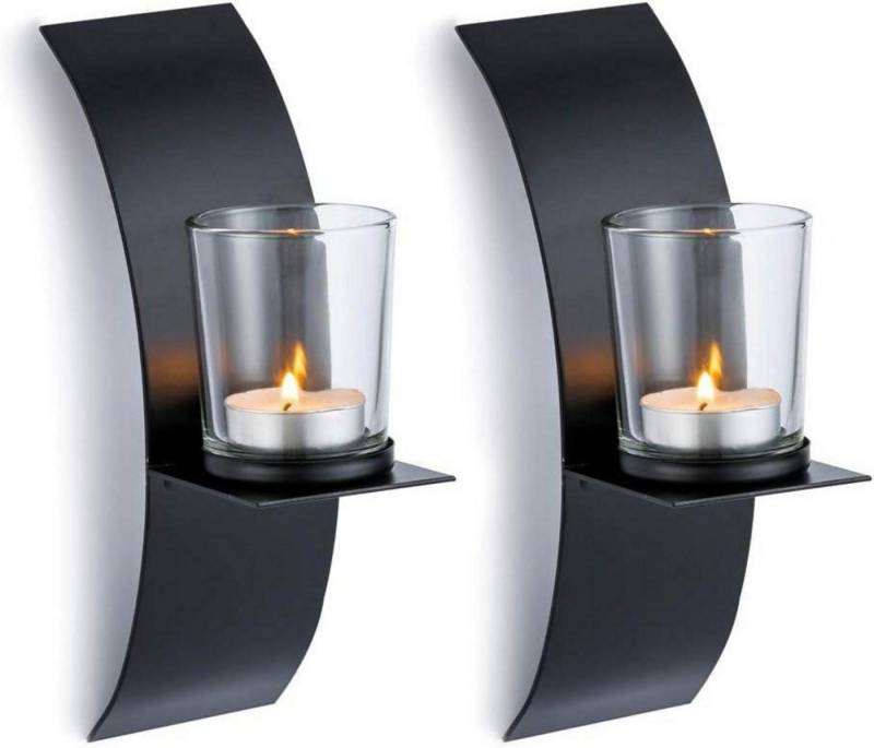 LuxusKollektion Wandkerzenhalter 2er Set Wand Kerzenhalter Schwarz Metall Teelichthalter - Kreative von LuxusKollektion